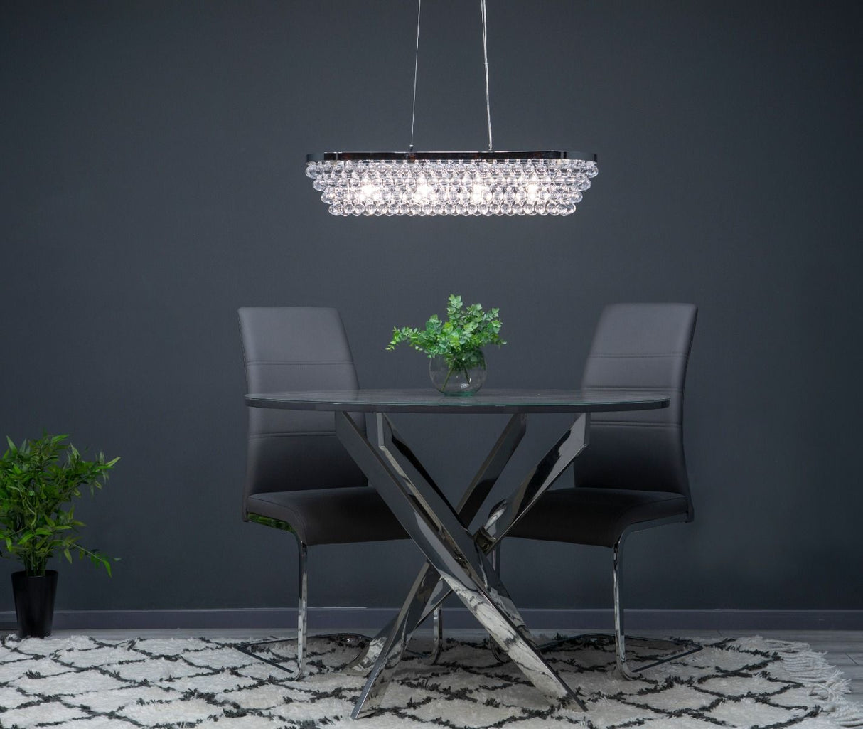 Pagazzi Susanna Light Polished Chrome Jewel Bead Linear Ceiling Pendant