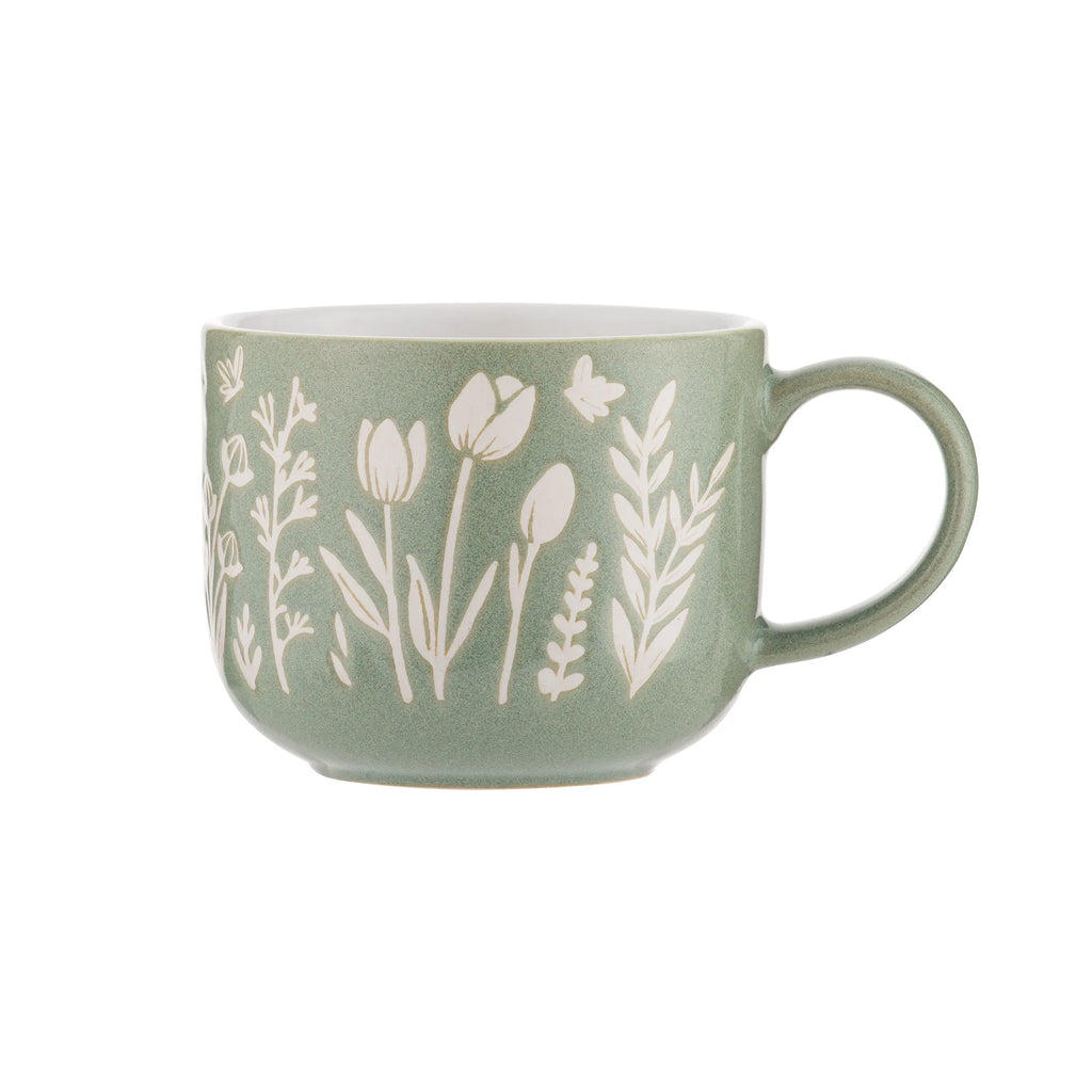 Mason Cash In The Meadow Stoneware Green Tulip Mug, 400ml