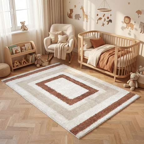 The Rugs Moodi Shaggy Cream Terra Slatefern Rug