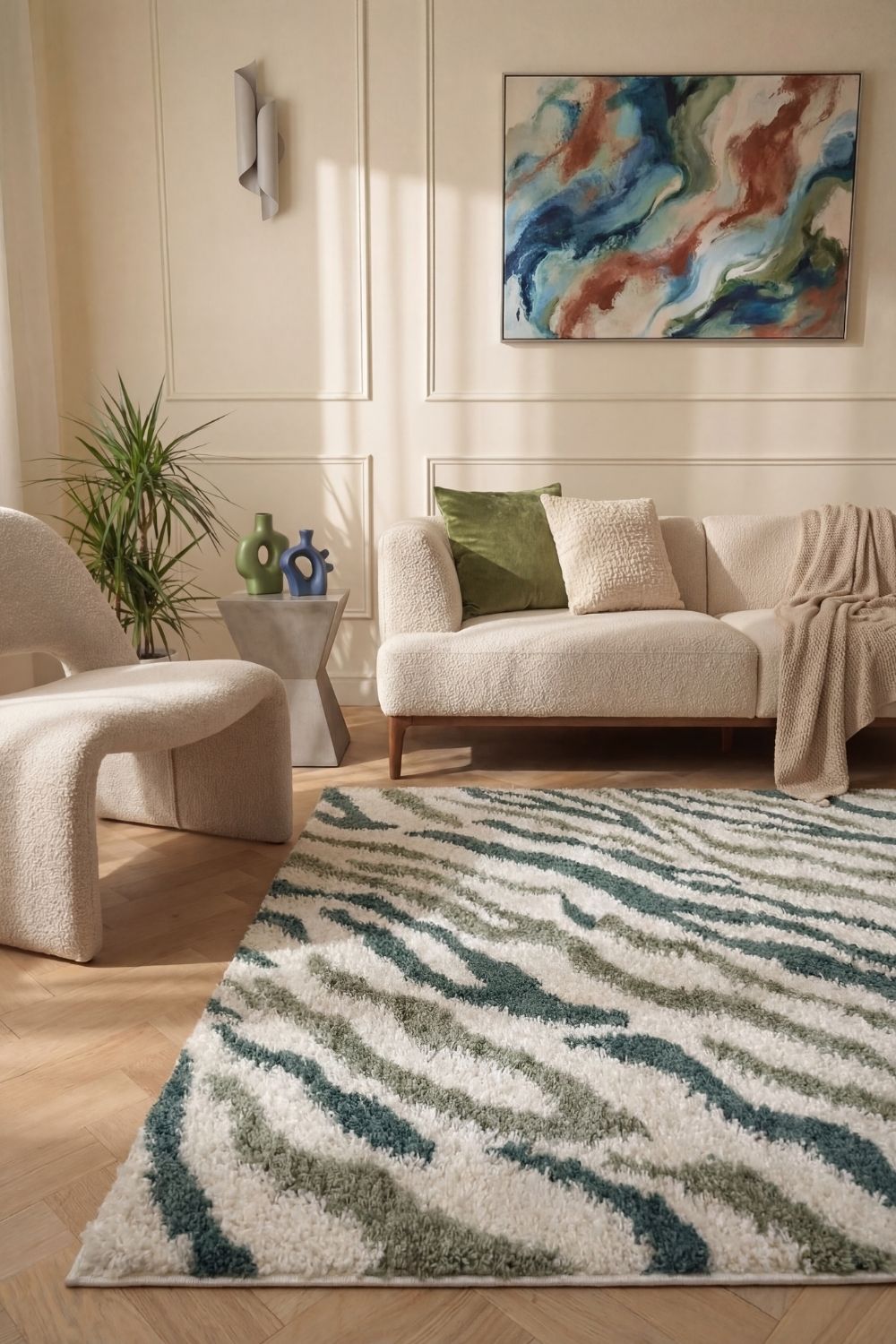 The Rugs Moodi Shaggy Green Nyra Rug