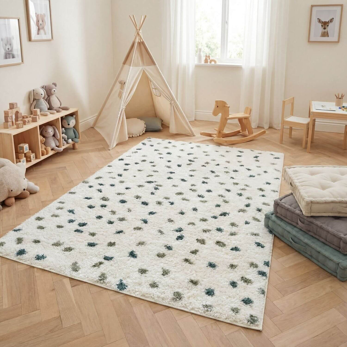 The Rugs Moodi Shaggy Green Drizzle Rug