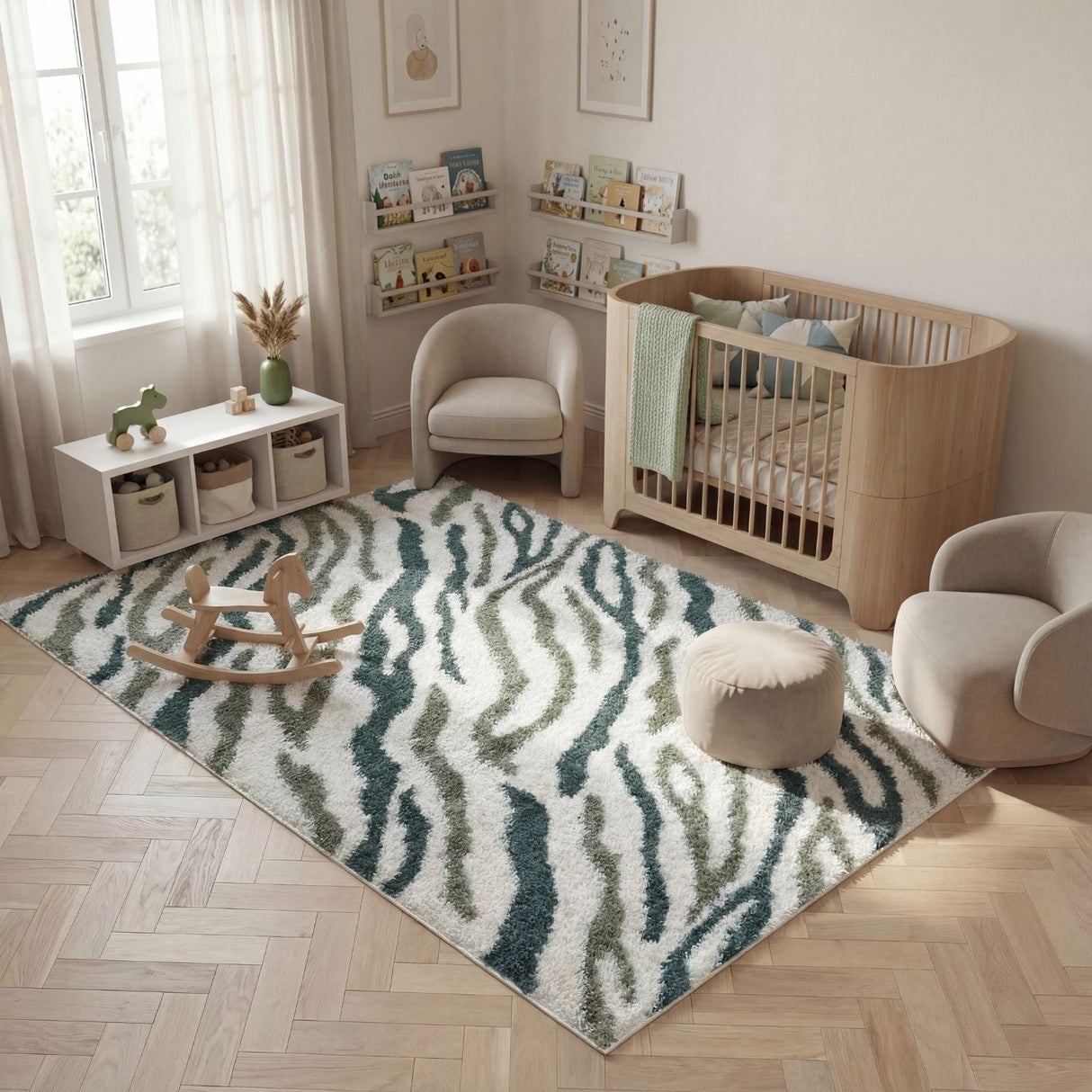 The Rugs Moodi Shaggy Green Nyra Rug