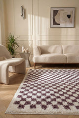 The Rugs Moodi Shaggy Purple Mosscheck Rug