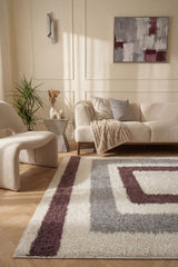 The Rugs Moodi Shaggy Grey Purple Contour Rug