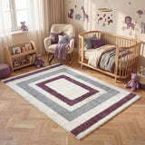 The Rugs Moodi Shaggy Grey Purple Contour Rug
