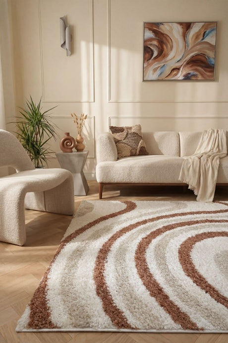 The Rugs Moodi Shaggy Cream Terra Sunhaze Rug