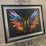 Pagazzi Rainbow Angel Wings Wall Art with Black Frame