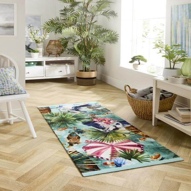 Machine-Washable Tropical Design Indoor Mat | The Rugs