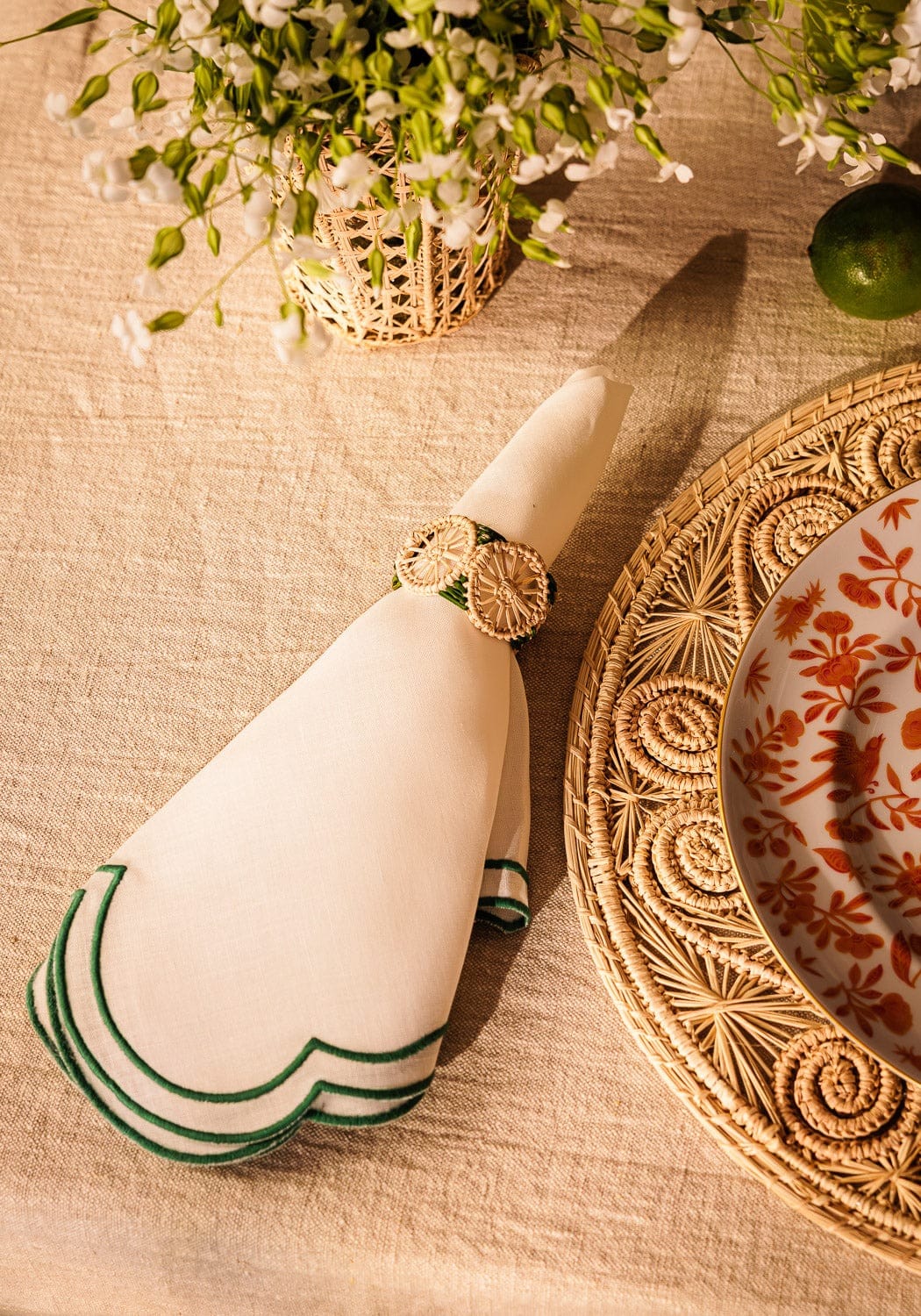 Casa by Josephine Jenno Atlantico Iraca Woven Napkin Ring - Green