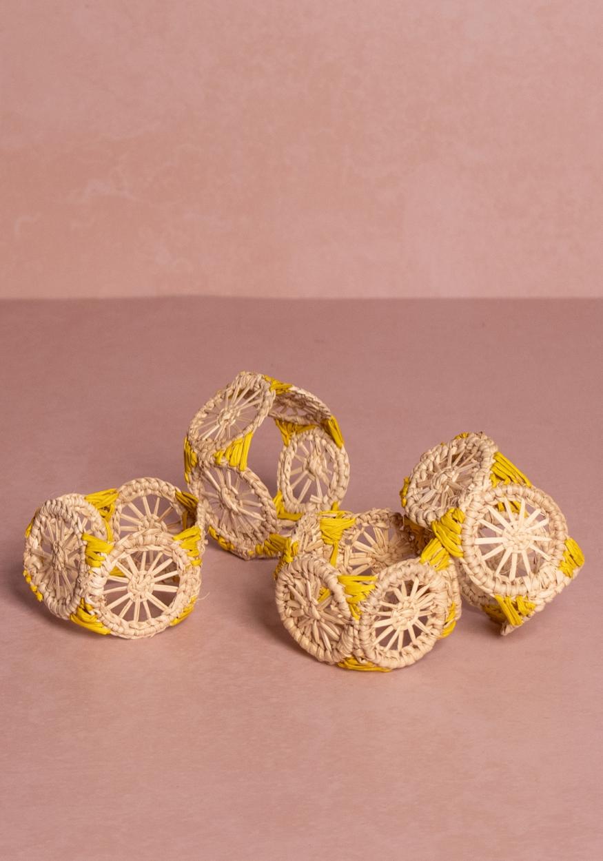 Casa by Josephine Jenno Atlantico Iraca Woven Napkin Ring - Yellow