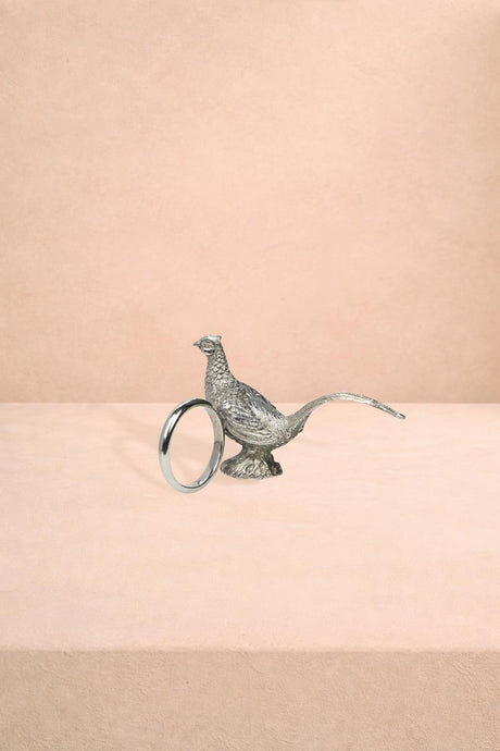 Casa by Josephine Jenno Pheasant Feathered Pewter Napkin Ring - Set of 4