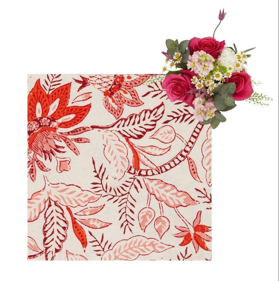 Casa by Josephine Jenno Bossa Nova Red Table Napkin - Set of 4