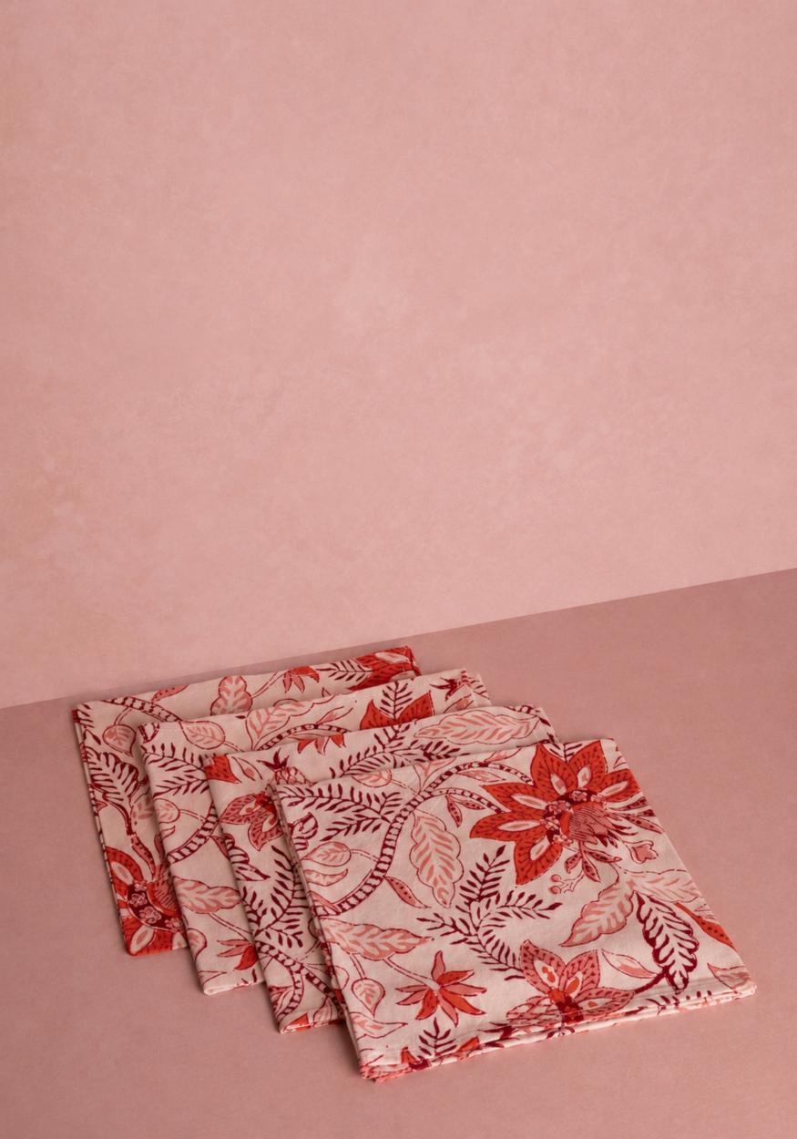 Casa by Josephine Jenno Bossa Nova Red Table Napkin - Set of 4