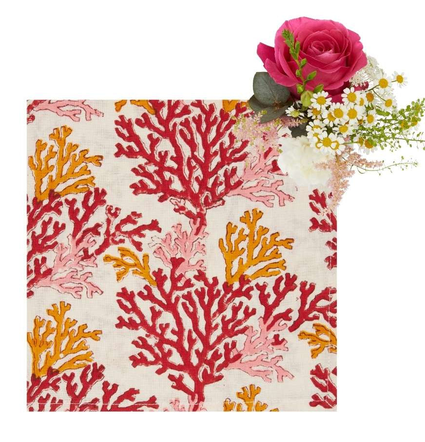 Casa by Josephine Jenno Rose Coral Table Napkin - Set of 4