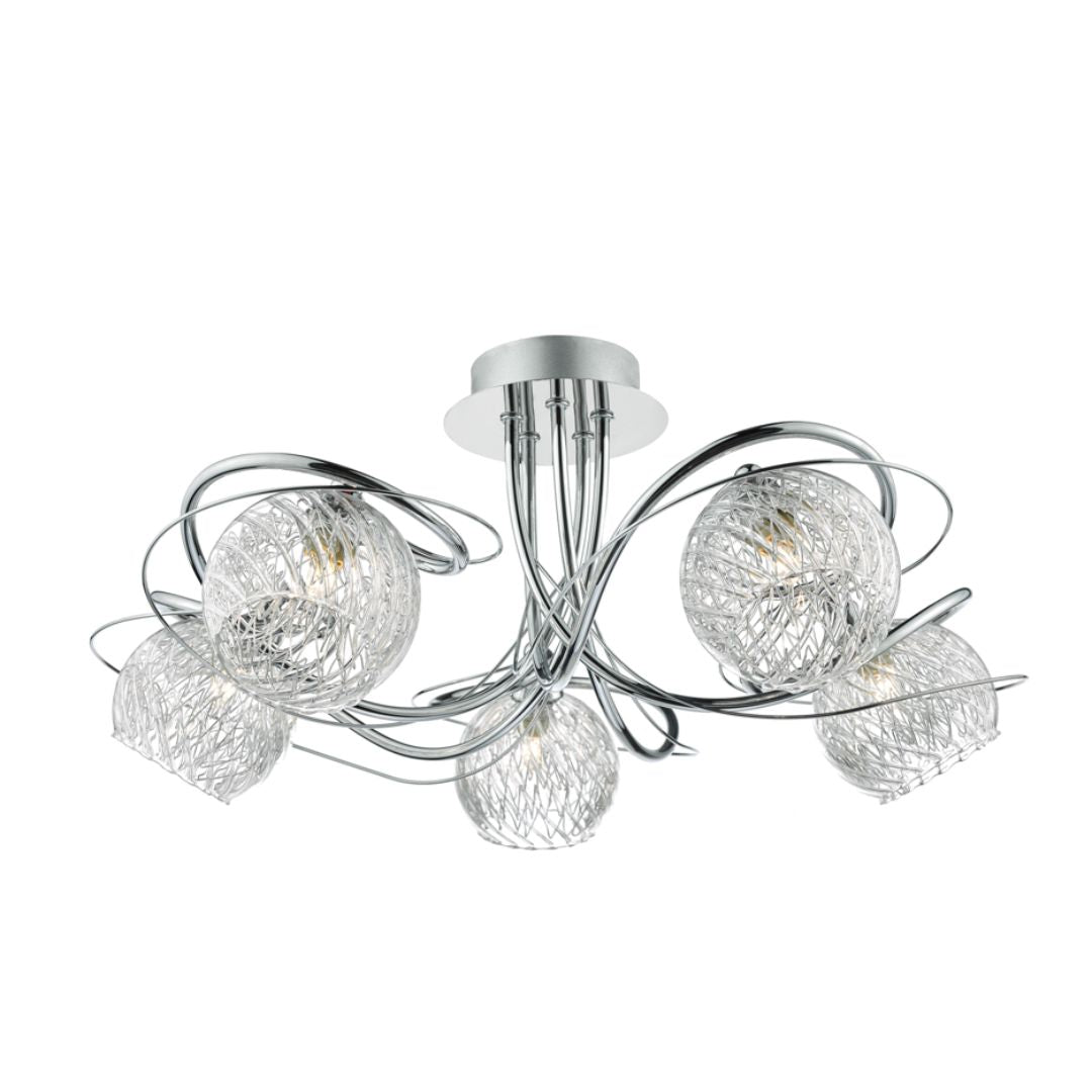 Pagazzi Neso 5 Light Polished Chrome Ceiling Light