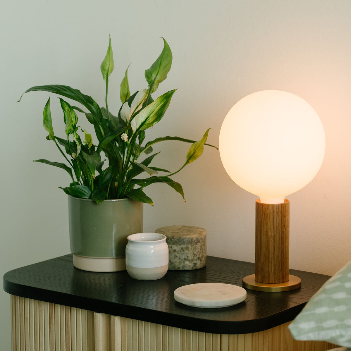 Tala Knuckle Table Lamp in Walnut with Sphere IV