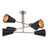 Pagazzi Oden 6-Light Black Semi-Flush Ceiling Light