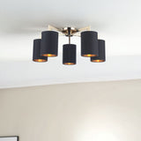 Pagazzi Olive 5 Light Gold Black Semi Flush Ceiling Light