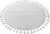 OLIVIA ROCCO Super Soft Absorbent Non-Slip Round Tasselled Bath Mat - 100% Cotton