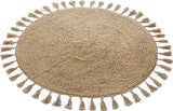 OLIVIA ROCCO Super Soft Absorbent Non-Slip Round Tasselled Bath Mat - 100% Cotton