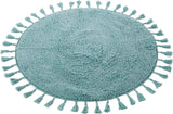 OLIVIA ROCCO Super Soft Absorbent Non-Slip Round Tasselled Bath Mat - 100% Cotton