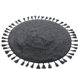 OLIVIA ROCCO Super Soft Absorbent Non-Slip Round Tasselled Bath Mat - 100% Cotton