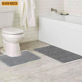 OLIVIA ROCCO 2 Piece Amalfi Super Soft Absorbent Bath Mat Set - 50x80 cm