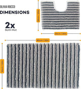OLIVIA ROCCO 2 Piece Amalfi Super Soft Absorbent Bath Mat Set - 50x80 cm