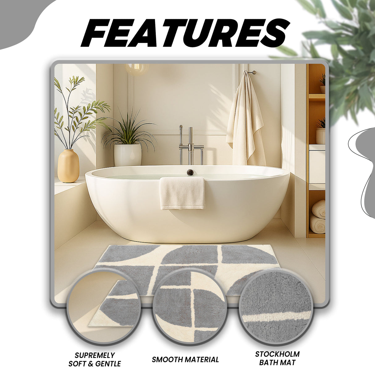 Stockholm Bath Mat Cotton Floor Rug by OLIVIA ROCCO