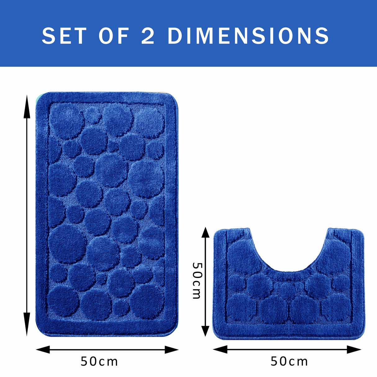 Cali Bubbles 2 Piece Royal Blue Bath Mat & Pedestal Set by OLIVIA ROCCO
