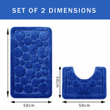 Cali Bubbles 2 Piece Royal Blue Bath Mat & Pedestal Set by OLIVIA ROCCO