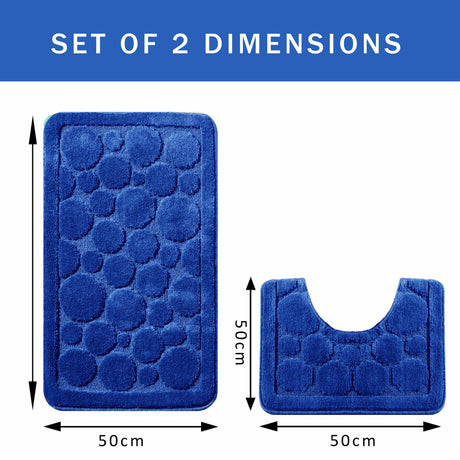 Cali Bubbles 2 Piece Royal Blue Bath Mat & Pedestal Set by OLIVIA ROCCO