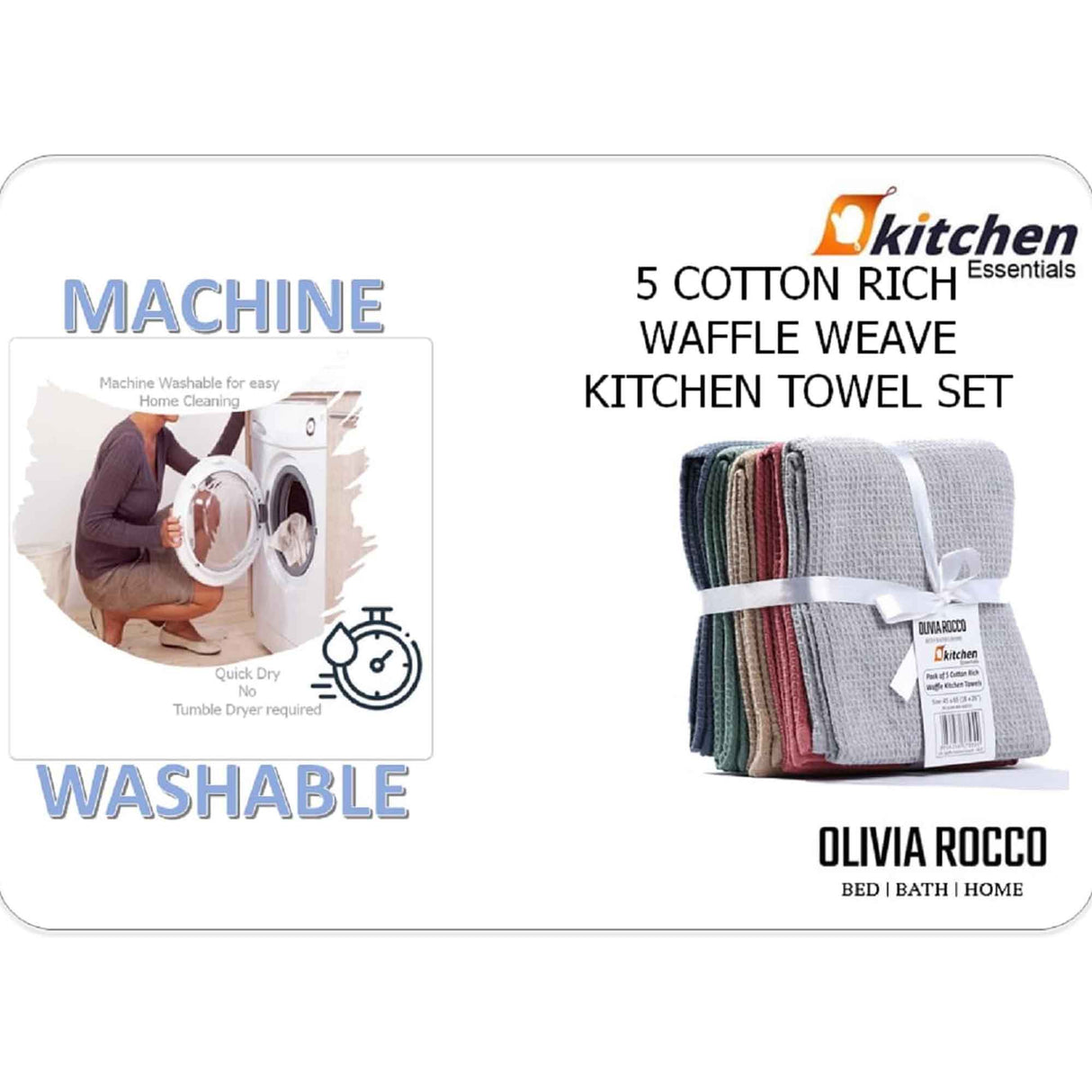 20 Pack Cotton Tea Towel by OLIVIA ROCCO - 45cm x 65cm