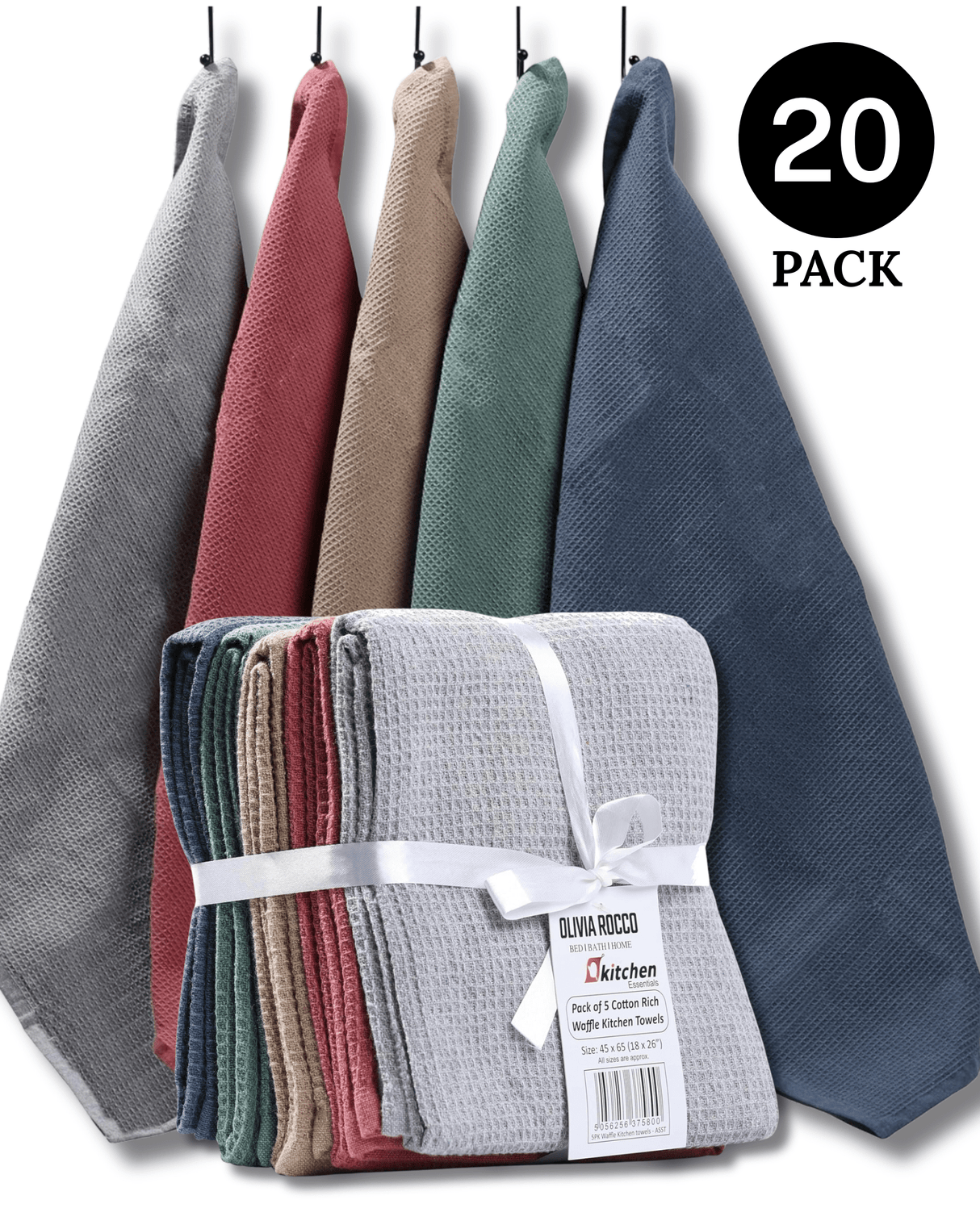 20 Pack Cotton Tea Towel by OLIVIA ROCCO - 45cm x 65cm