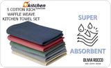 5 Pack Ultra Absorbent Waffle Kitchen Tea Towels by OLIVIA ROCCO
