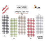 Pack of 5 Super Absorbent Quick Drying Houndstooth Cotton Tea Towels by OLIVIA ROCCO