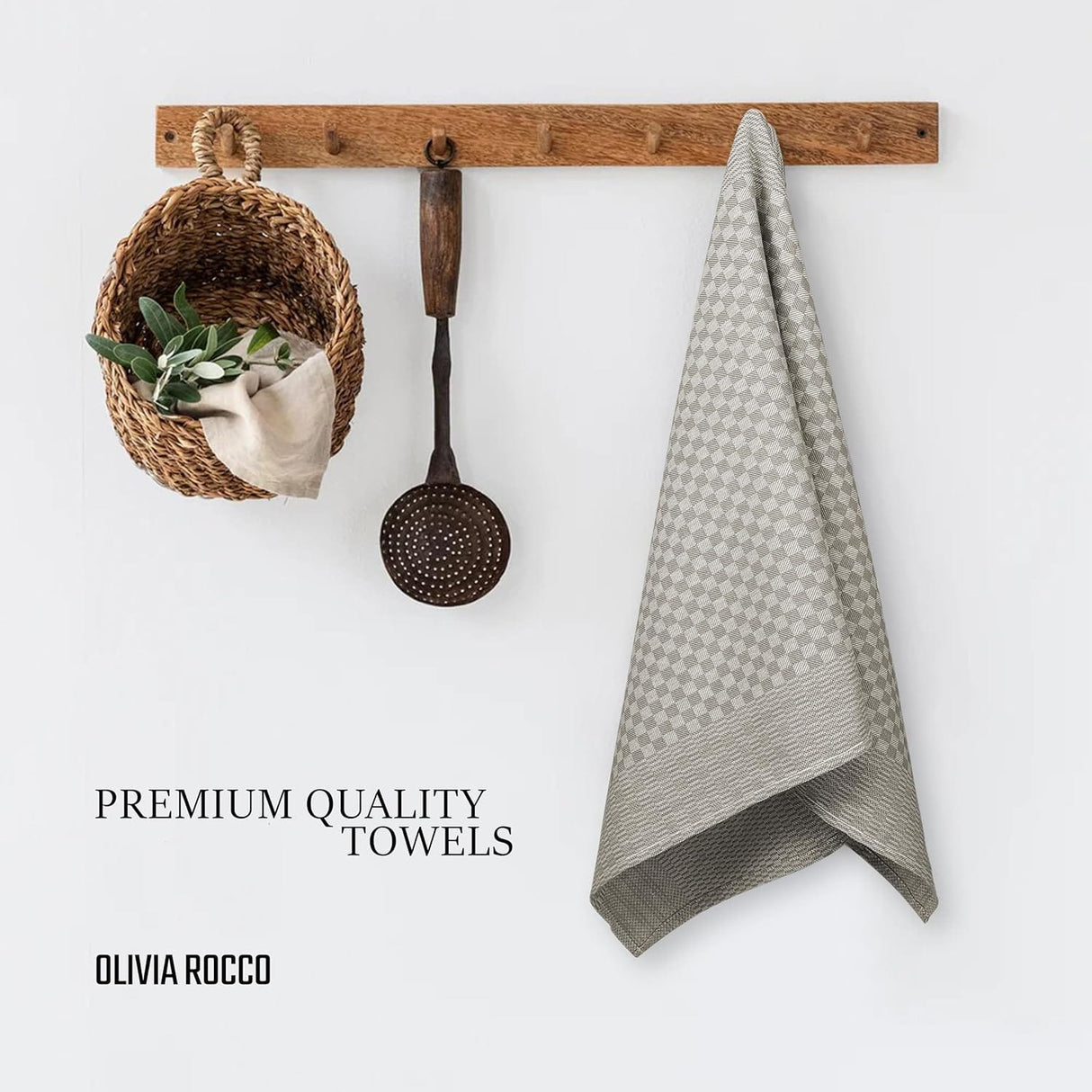 Pack of 5 Large Super Absorbent 100 Percent Cotton Tea Towels by OLIVIA ROCCO