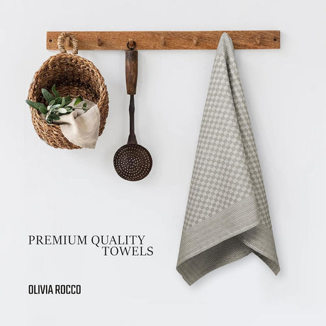 Pack of 5 Large Super Absorbent 100 Percent Cotton Tea Towels by OLIVIA ROCCO