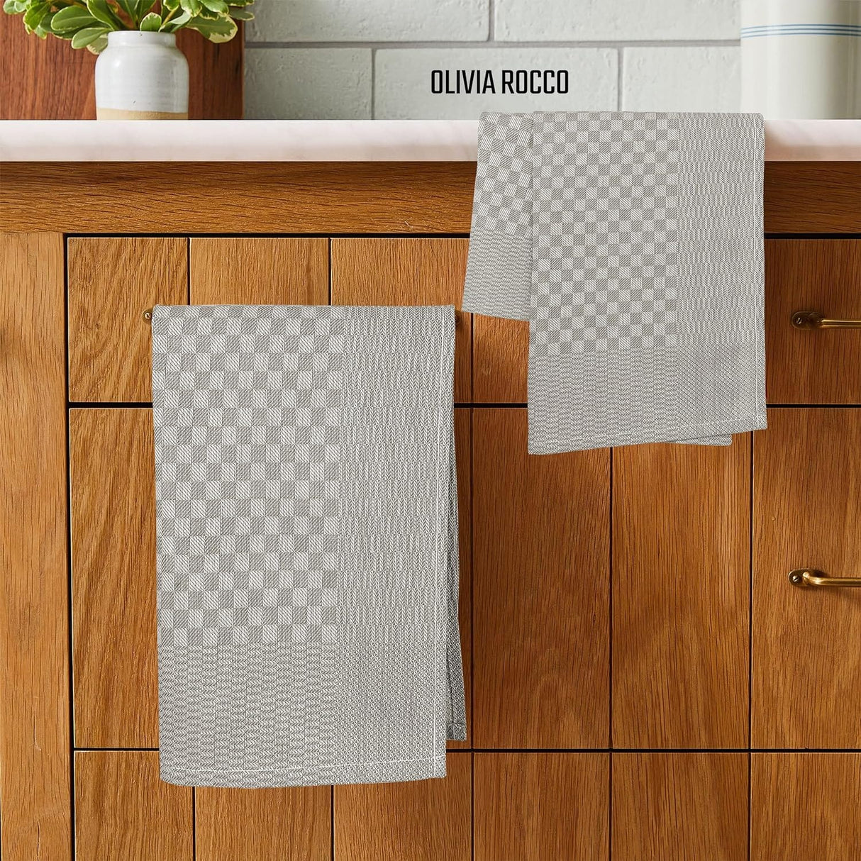 Pack of 5 Large Super Absorbent 100 Percent Cotton Tea Towels by OLIVIA ROCCO