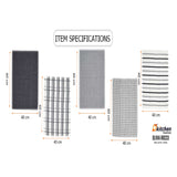 5 Pack Super Absorbent Check Quick Drying Cotton Terry Kitchen Tea Towels by OLIVIA ROCCO