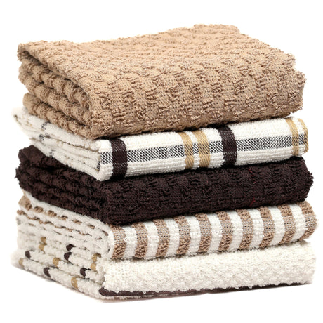 5 Pack Super Absorbent Check Quick Drying Cotton Terry Kitchen Tea Towels by OLIVIA ROCCO