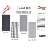 5 Pack Super Absorbent Check Quick Drying Cotton Terry Kitchen Tea Towels by OLIVIA ROCCO