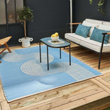 Urban Outdoor Waterproof Patio & Garden Rug Blue‑Beige 1010