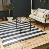 Rainbow Outdoor Rug Black & White 1030 | The Rugs