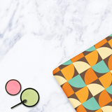 Shadowbright Retro Orange Geometric Makeup Bag – 70s Style Zipper Pouch
