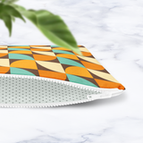 Shadowbright Retro Orange Geometric Makeup Bag – 70s Style Zipper Pouch