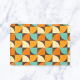 Shadowbright Retro Orange Geometric Makeup Bag – 70s Style Zipper Pouch