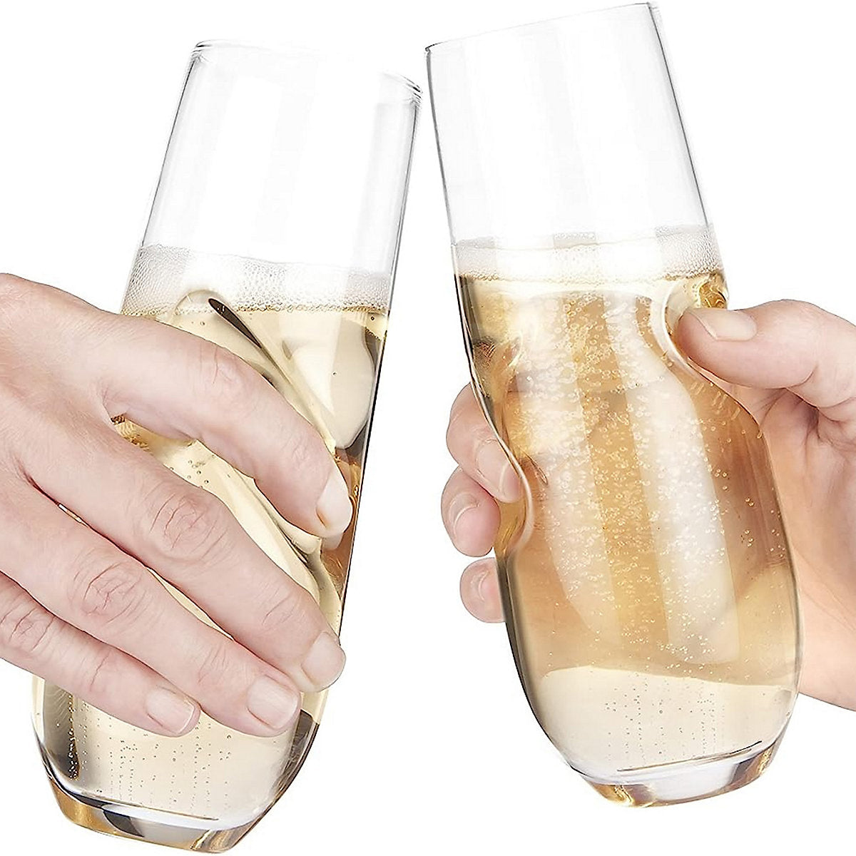 Final Touch Bubbles Stemless Champagne Sparkling Wine Glasses, Set of 2, 300ml