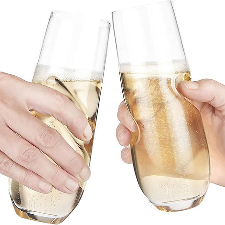 Final Touch Bubbles Stemless Champagne Sparkling Wine Glasses, Set of 2, 300ml