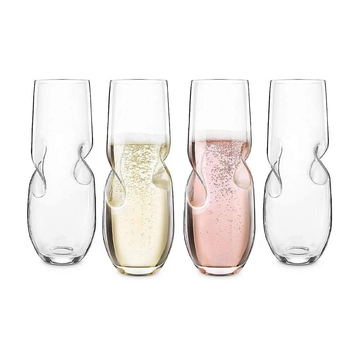 Final Touch Bubbles Stemless Champagne Sparkling Wine Glasses, Set of 4, 300ml